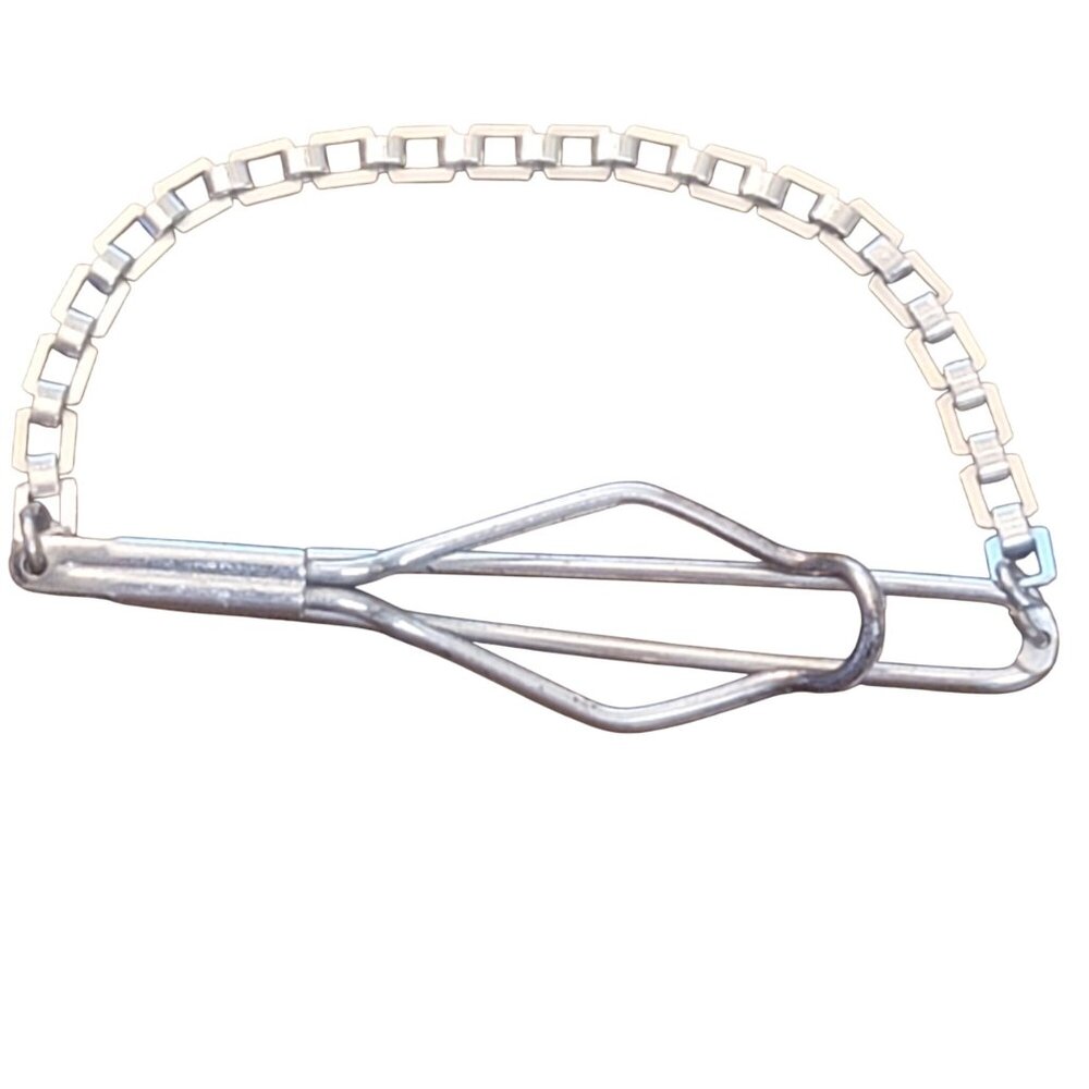 Vintage Silver Tone Tie Slide Bar Clip Anchor Chain Style Retro Open Design